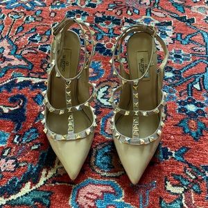 Valentino Rockstud T-Strap Pointed Toe Pump